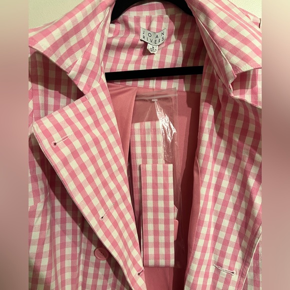 Joan Rivers Pink Gingham Trench Coat - Picture 4 of 4
